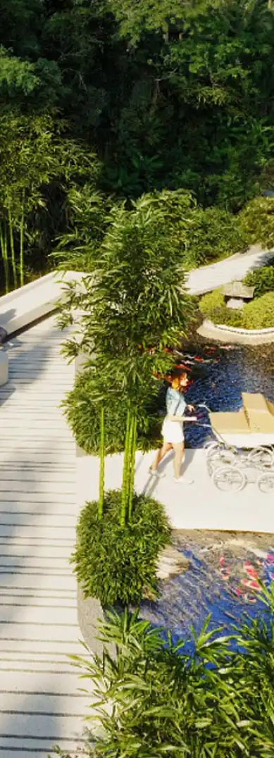 A strolling garden in Mutti Family Villas complex